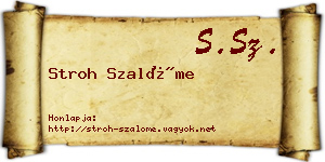 Stroh Szalóme névjegykártya